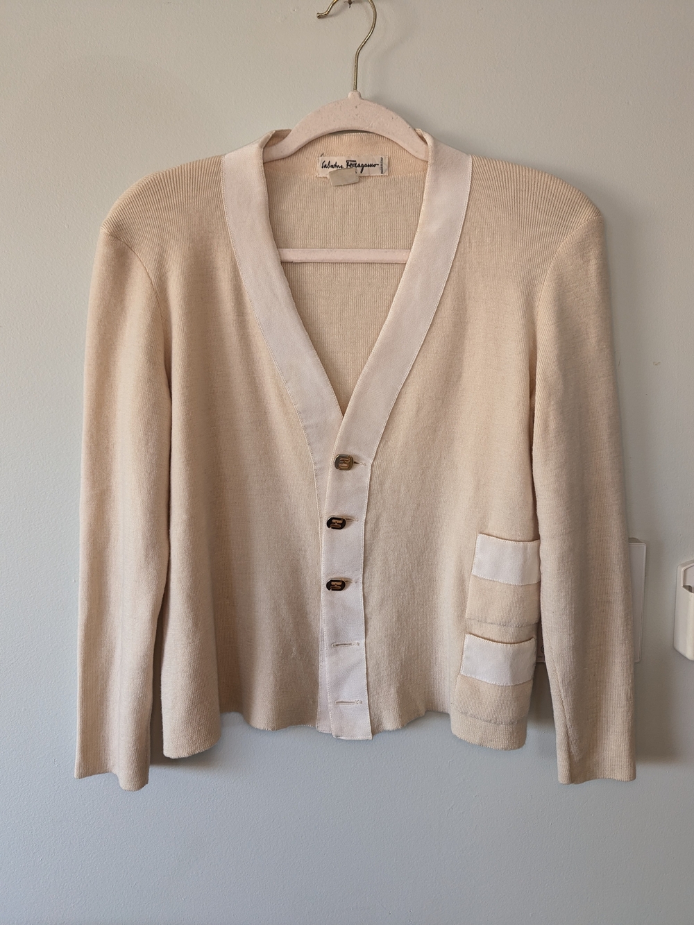 Vintage Salvatore Ferragamo 100% Wool Cardigan